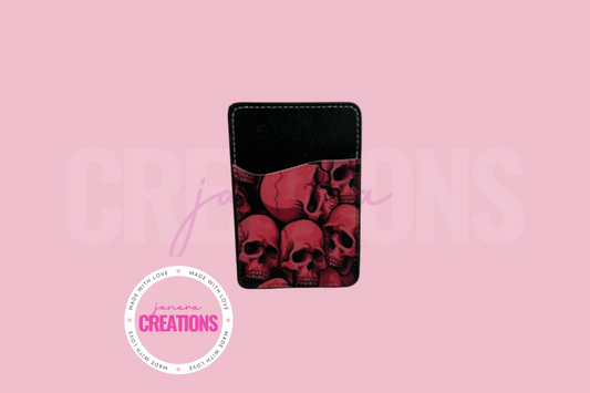 Pink Skull Sticky Card Holder