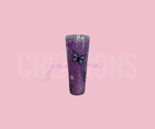 PRE MADE: 24oz Snowglobe - Purple Butterfly