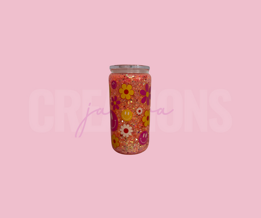 PRE MADE: 16oz Glass Snowglobe - Flowers