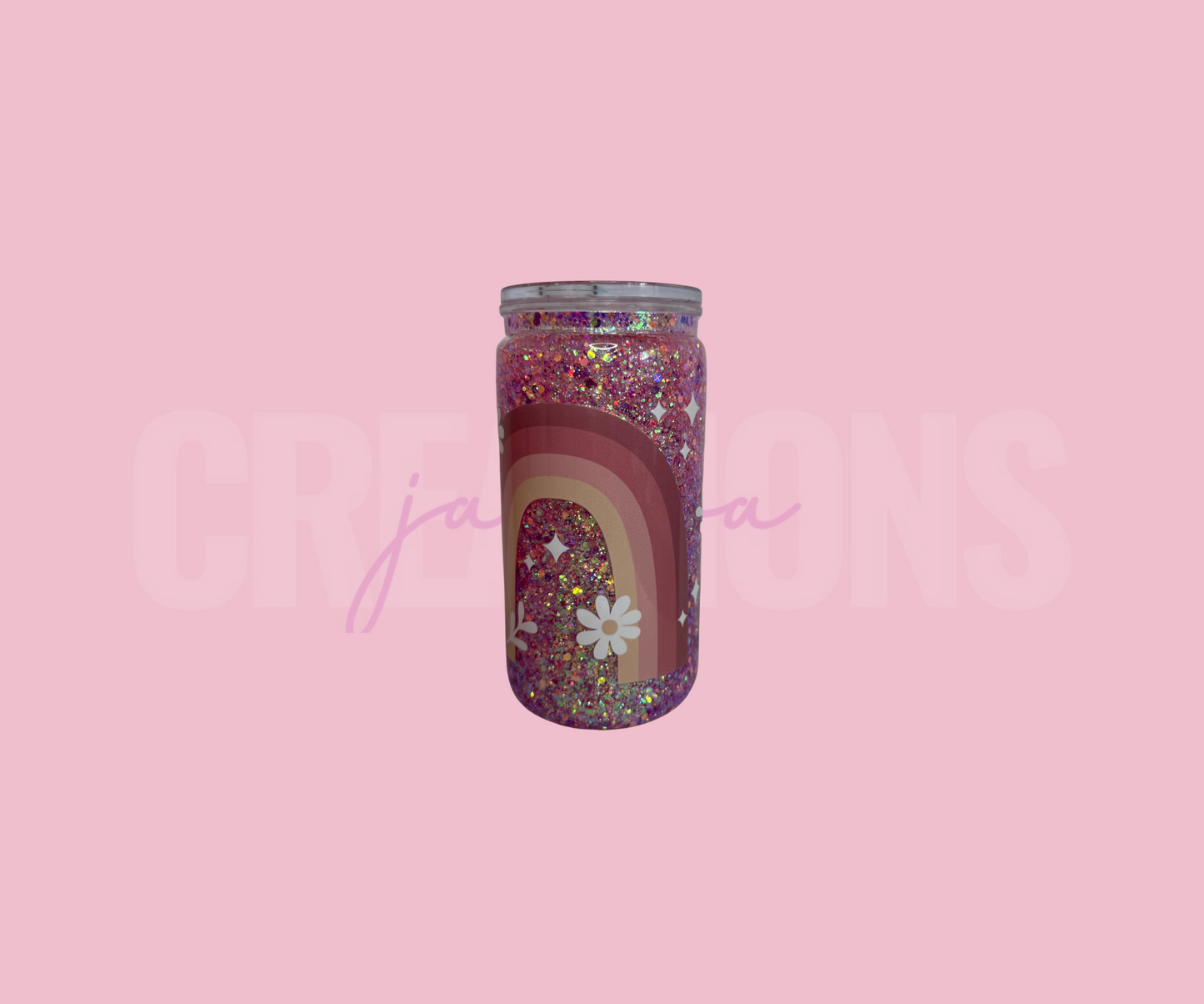 PRE MADE: 16oz Snowglobe - Pink Rainbow