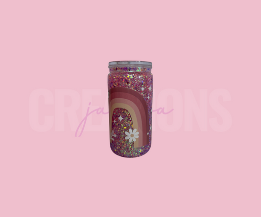 PRE MADE: 16oz Snowglobe - Pink Rainbow